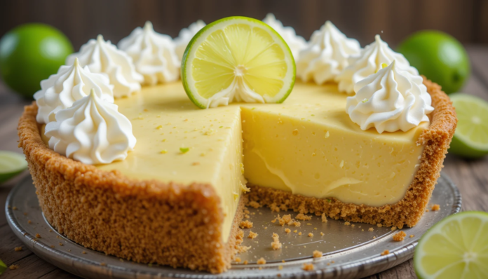 piclumen-1744876497052 Homemade Key Lime Pie with graham cracker crust and fresh lime garnish – easy recipe!