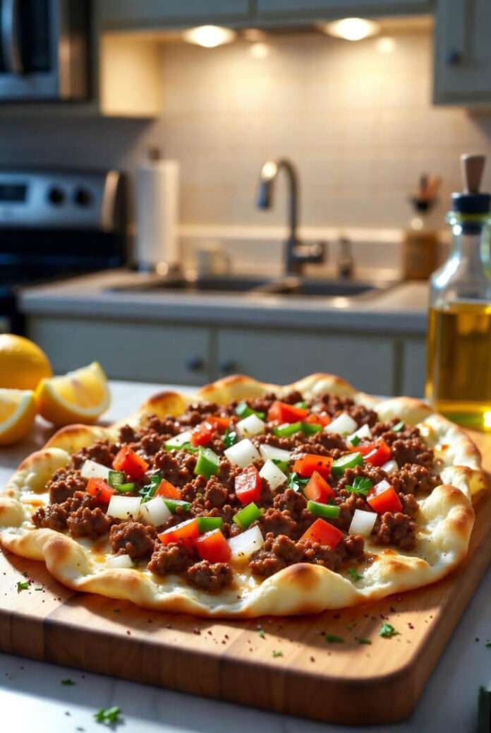 a fresh lahmacun straight out of the oven a fresh lahmacun straight out of the oven